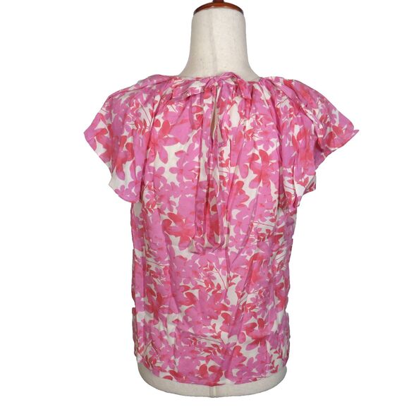 Candace Cameron Bure Pink Floral Flutter Sleeve Woven Top Size XXS - Picture 5 of 15